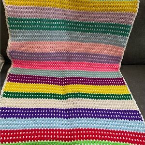 Colorful Striped Crochet Blanket Baby Afghan Handmade